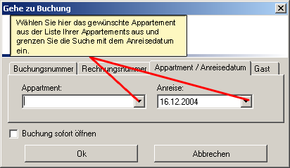 Gehe zu Buchung �ber Appartement
