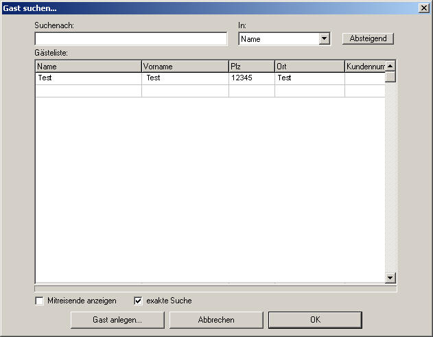 Gehe zu Buchung �ber Gast