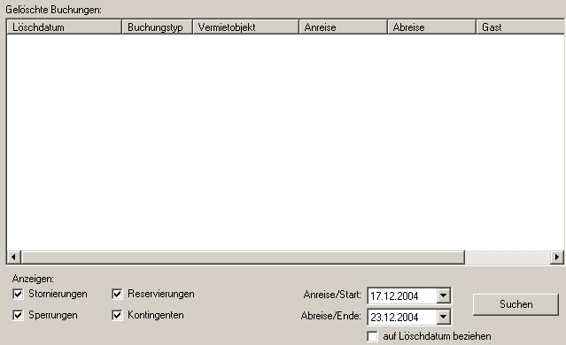 gel�schte Buchungen